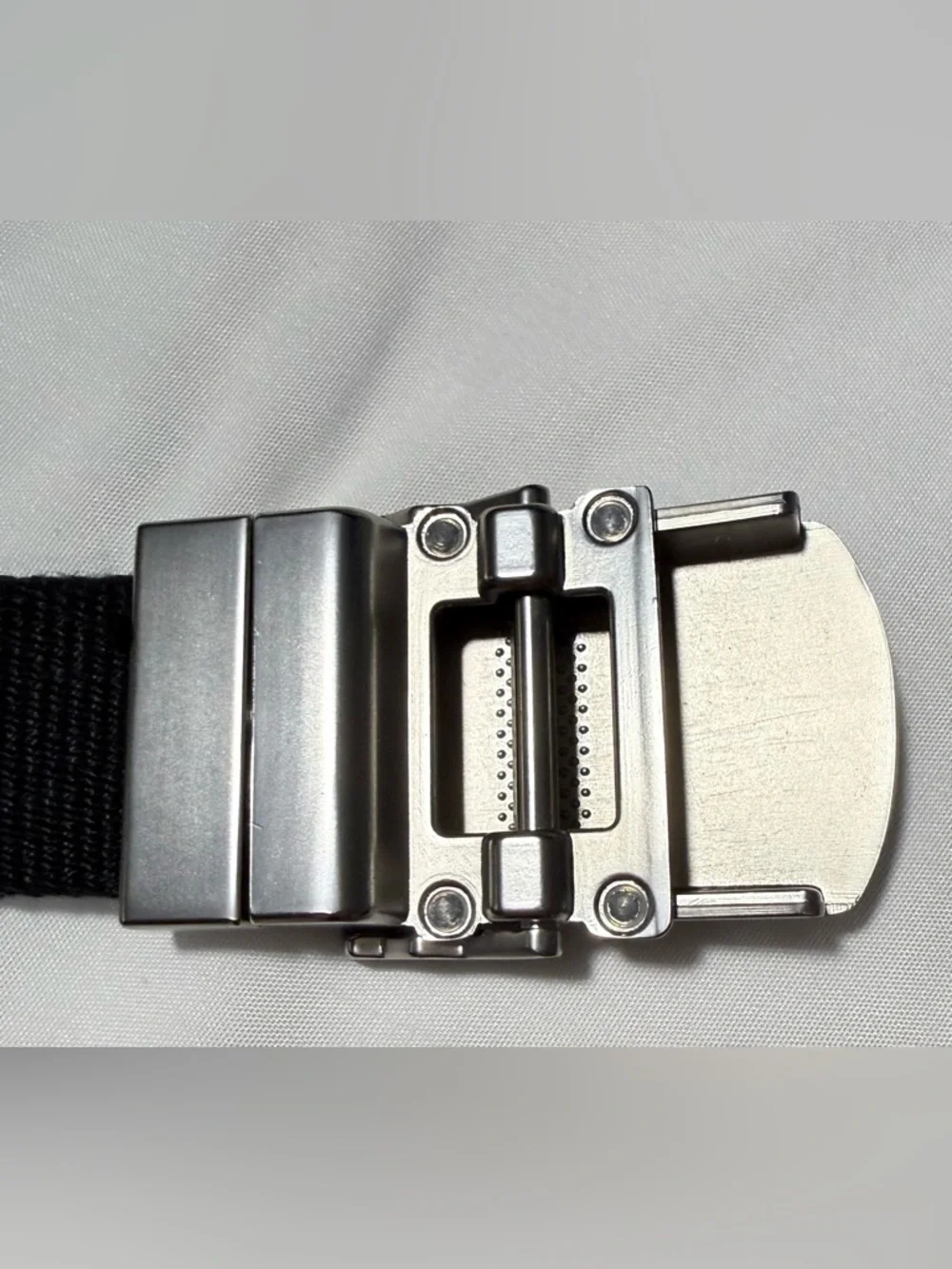 Navy Canvas Web Belt with Silver Buckle. Kids Size S.